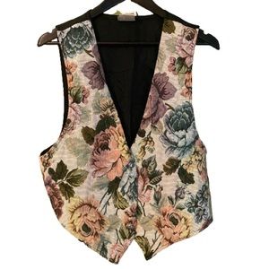 Vintage 80’s floral upholstery cottagecore vest